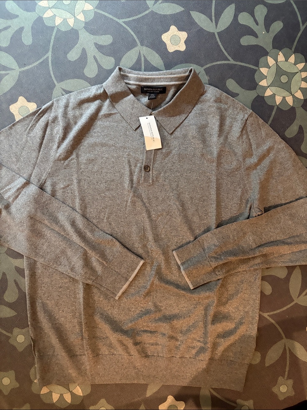 Banana Republic Men's Long-Sleeve Polo - Heather Gray